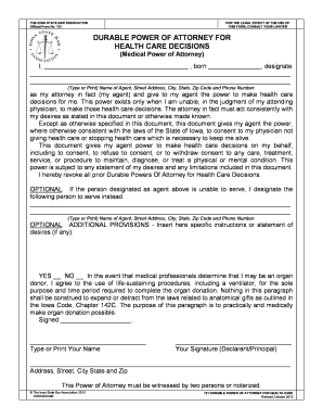 Iowa Durable Power of Attorney for Health Care Decisions