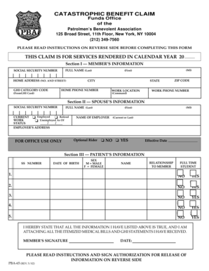 Catastrophic Benefit Claim Form