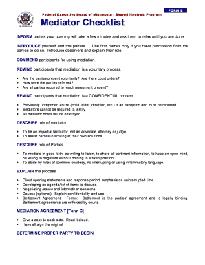 Mediator Checklist Form E