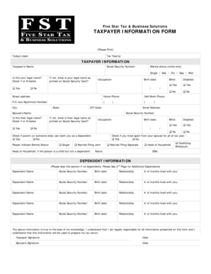 Taxpayer Information Form
