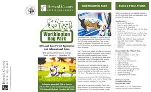 Worthington Park Off-Leash Area Rules and Regulations