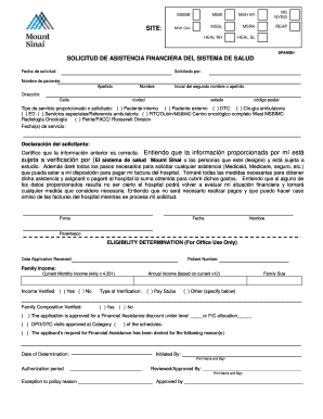Solicitud de Asistencia Financiera del Sistema de Salud