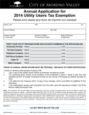 2014 Utility Users Tax Exemption Application