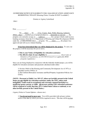 Notice of Eligibility for 104(d) Relocation Assistance