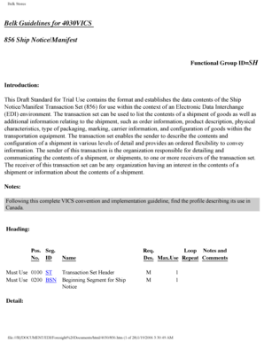 Ship Notice Manifest Form