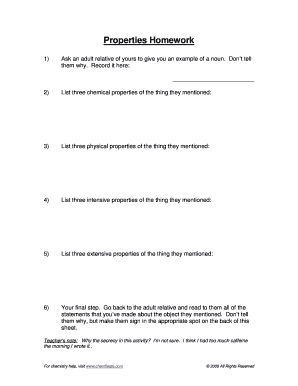 Chemistry Homework Assignment