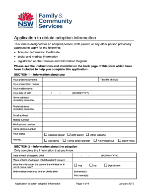 Application to Obtain Adoption Information