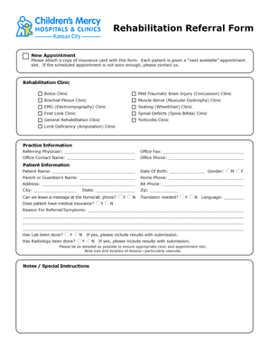 Rehabilitation Referral Form