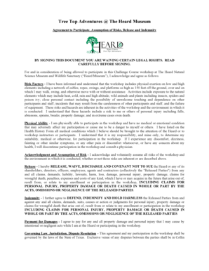 Tree Top Adventures Participation Agreement