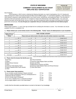 Wisconsin CDBG Employee Self Certification Form