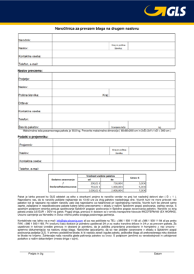 GLS Goods Pickup Order Form