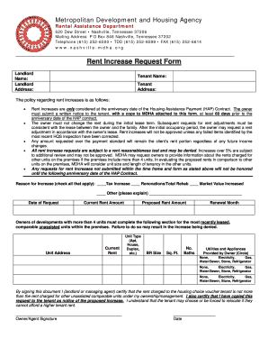 Rent Increase Request Form - Metropolitan Development and - nashville-mdha