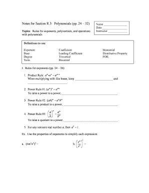 Math Worksheet - Polynomials