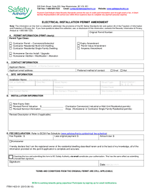 Electrical Installation Permit Amendment
