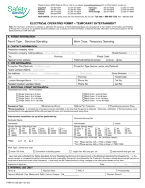 Electrical Operating Permit Temporary Entertainment