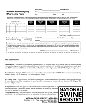 National Swine Registry DNA Testing Form