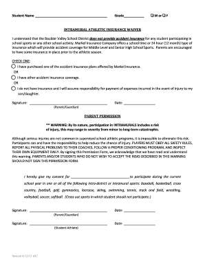 Middle Level Intramural Registration Form