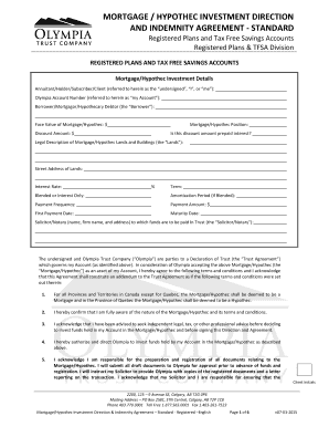 Mortgage agreement - Mortgage hypothec investment direction and indemnity agreement