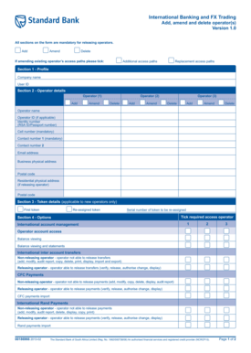 Standard Bank Operator Access Form