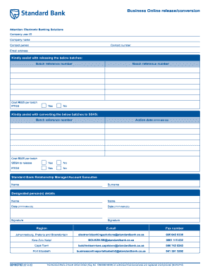 Standard Bank Batch Release and Conversion Form
