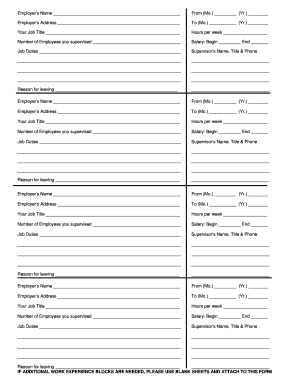 Employment History Form