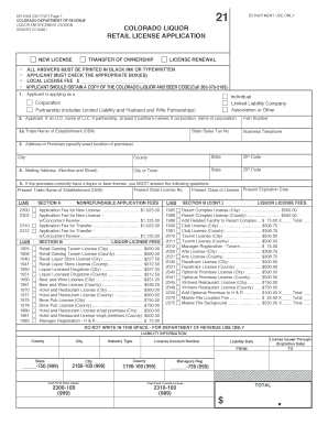 Colorado Liquor Retail License Application