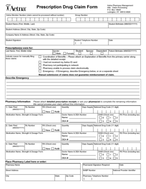 Aetna Prescription Drug Claim Form