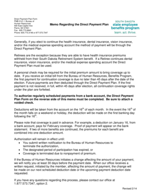 South Dakota Direct Payment Plan Form