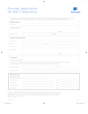 Provider Application for BACS Payments