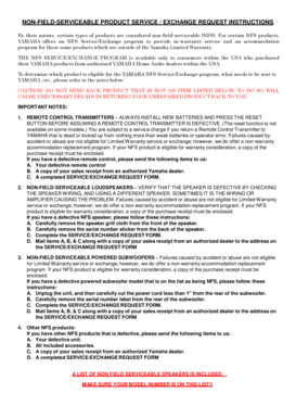 Yamaha Non-Field-Serviceable Product Service Exchange Request