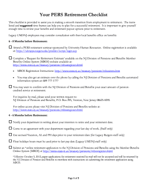 PERS Retirement Checklist