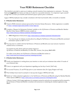 PERS Retirement Checklist