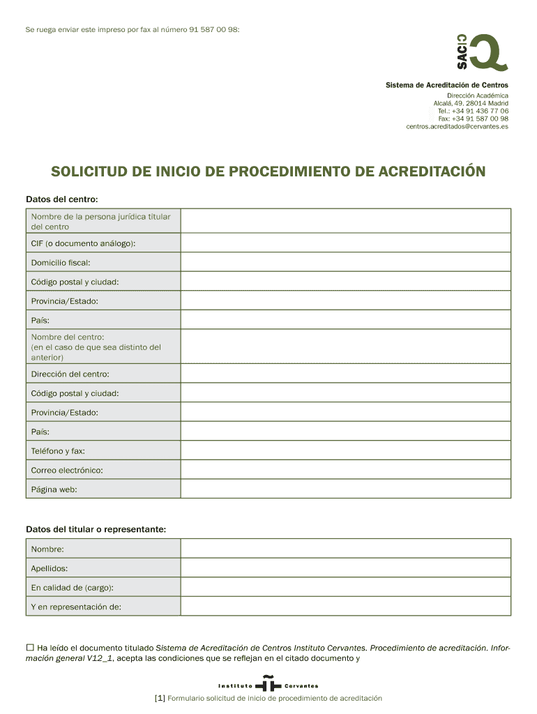 Application to commence accreditation process in Spanish 106 Kb Vista previa en la página 1