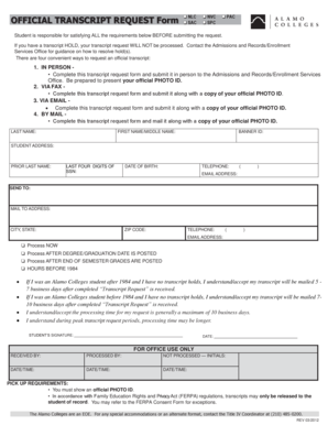 Official Transcript Request Form