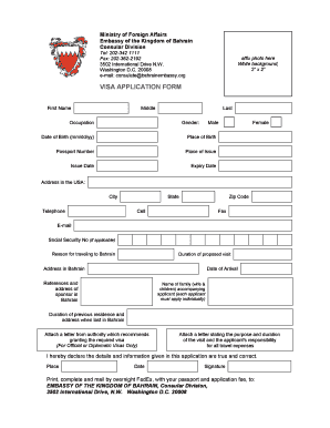 Bahrain Visa Application Form
