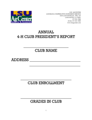 4-H Club President’s Report