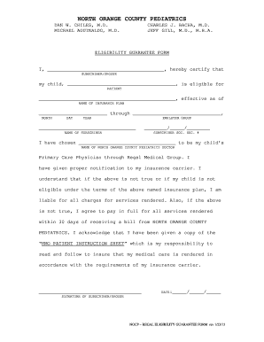 Eligibility Guarantee Form