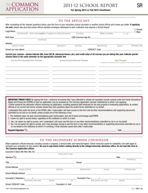 2012 School Report Form