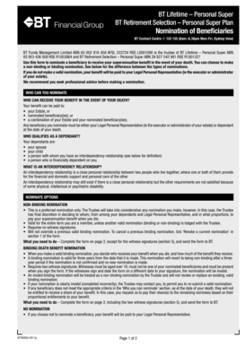 BT Super Beneficiary Nomination Form