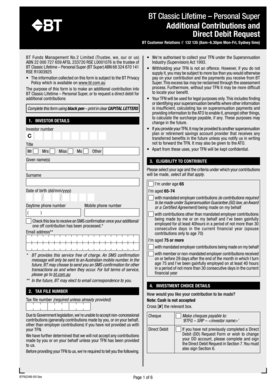 BT Classic Lifetime Personal Super Additional Contributions Form