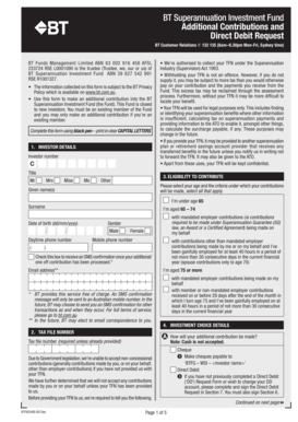 BT Superannuation Investment Fund Additional Contributions Form