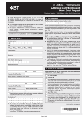 BT Lifetime Personal Super Additional Contributions Form