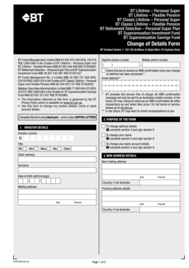 BT Change of Details Form