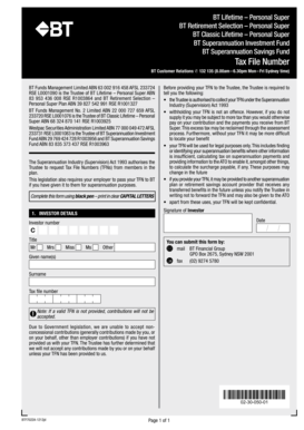 BT Superannuation Tax File Number Form