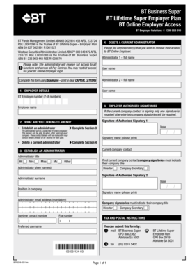 BT Super Administrator Deletion Form