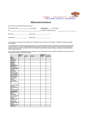 BMI Move-In/Move-Out Checklist