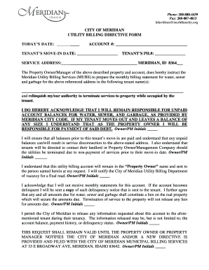 Utility Billing Directive Form