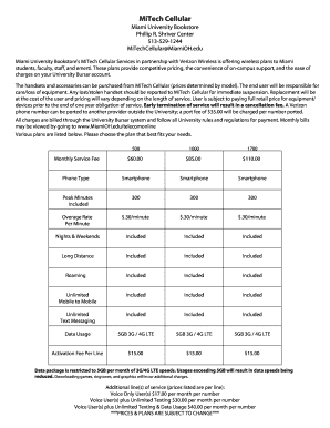 Miami University MiTech Cellular Service Request