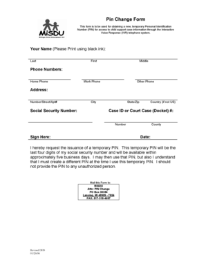 Child Support PIN Change Form