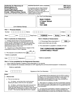 Authority for Recovery of RESTRICTED-STAFF JPA Form